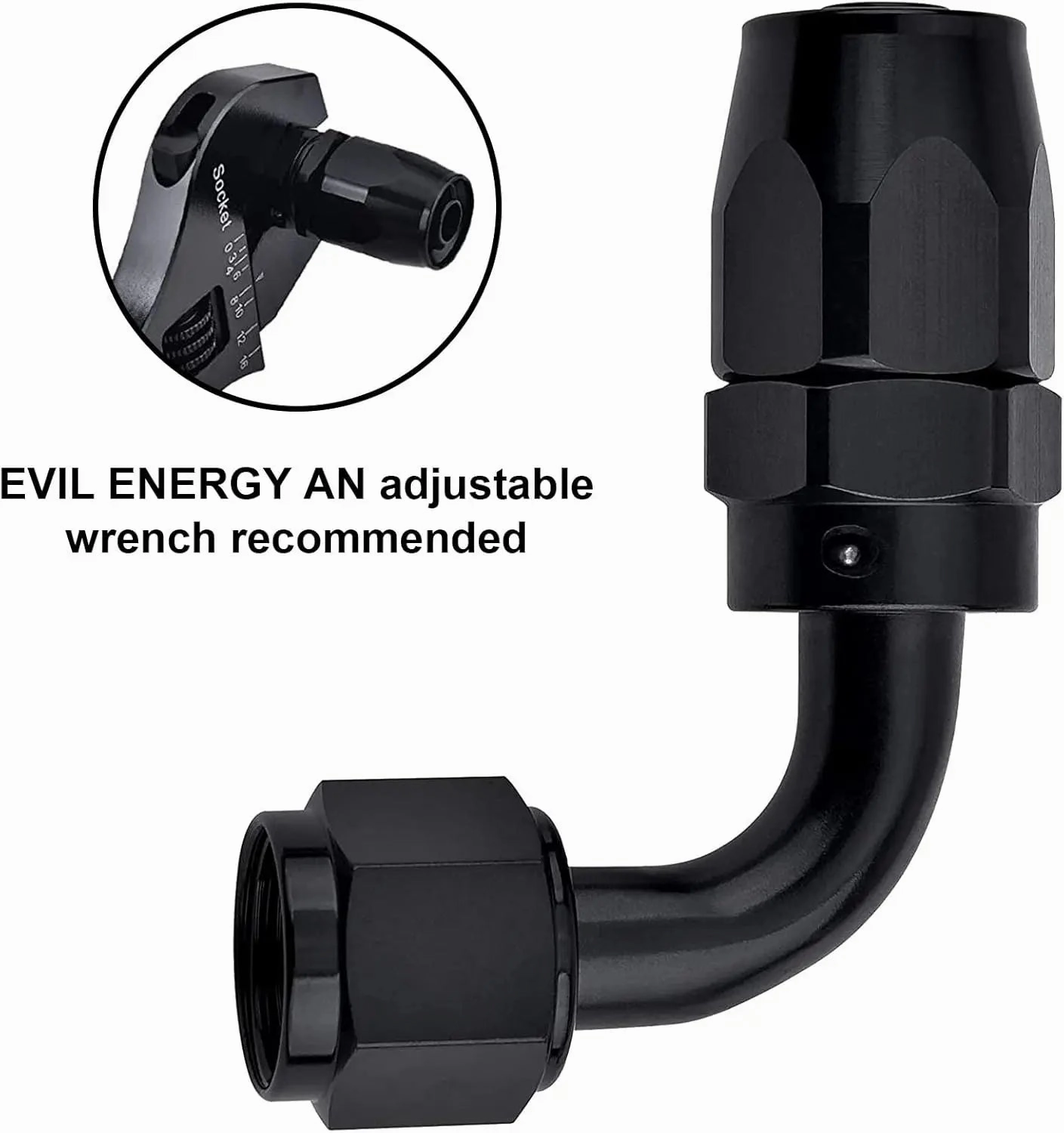 EVIL ENERGY 4/6/8/10/12/16/20 AN Hose End Fitting Swivel for CPE Braided Hose Black