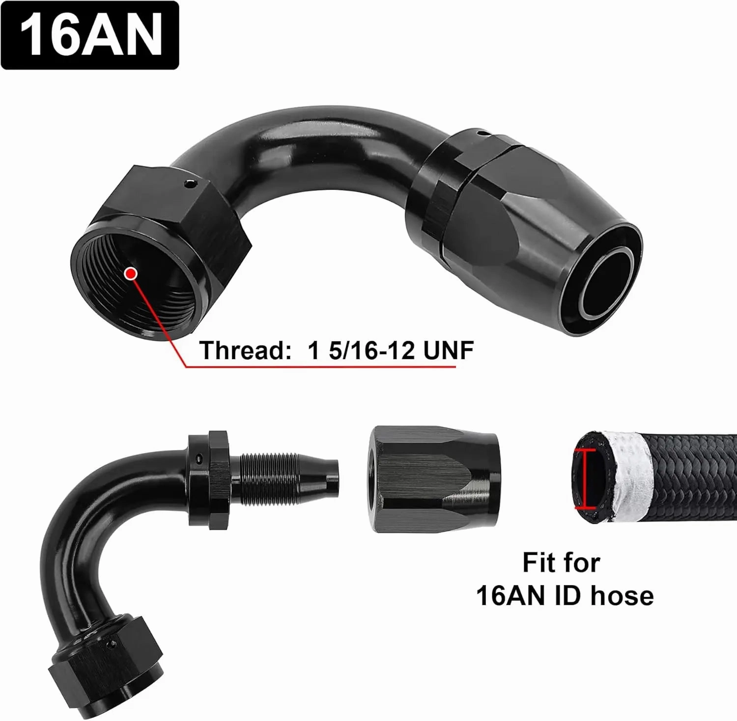 EVIL ENERGY 4/6/8/10/12/16/20 AN Hose End Fitting Swivel for CPE Braided Hose Black