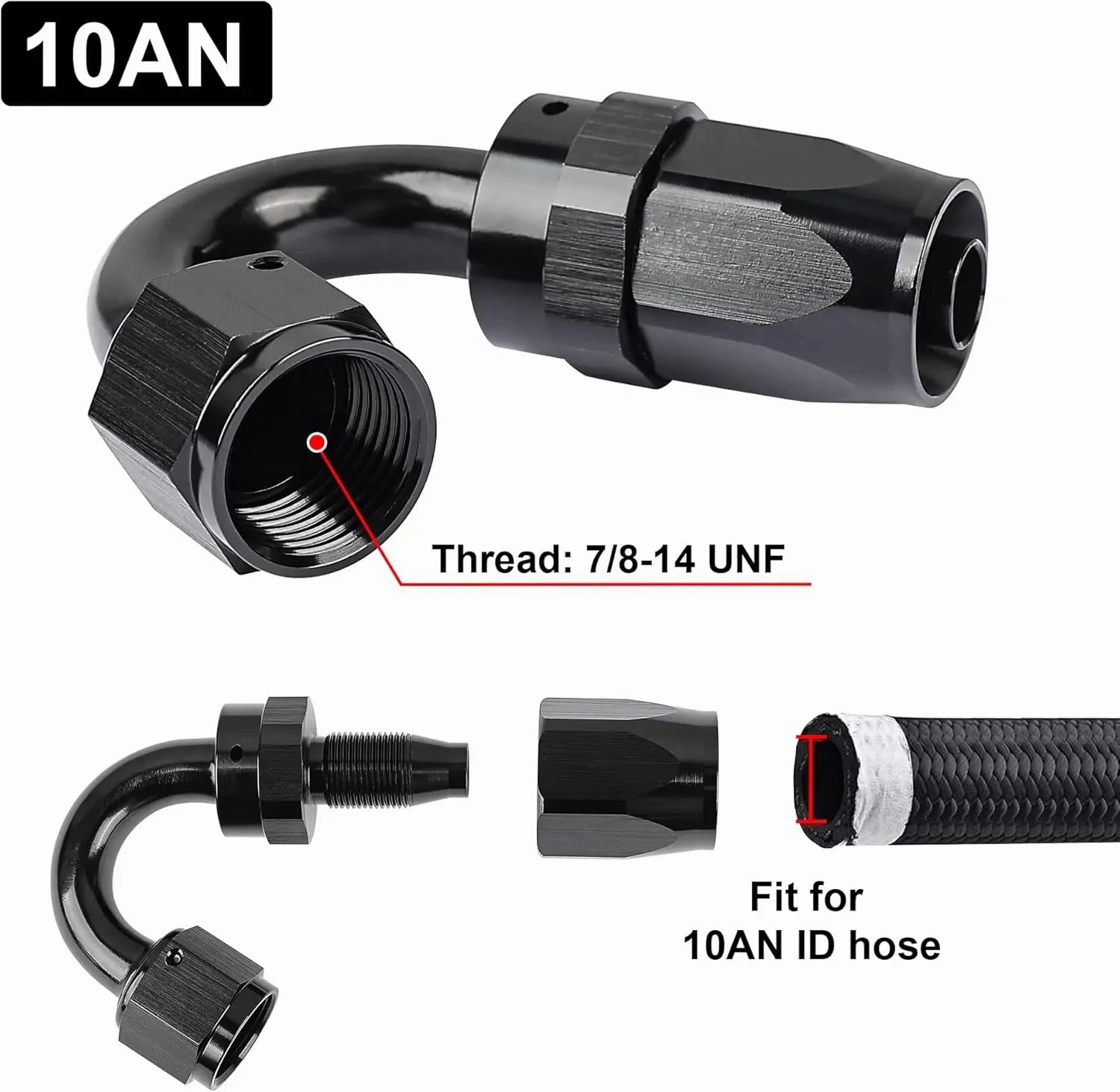 EVIL ENERGY 4/6/8/10/12/16/20 AN Hose End Fitting Swivel for CPE Braided Hose Black