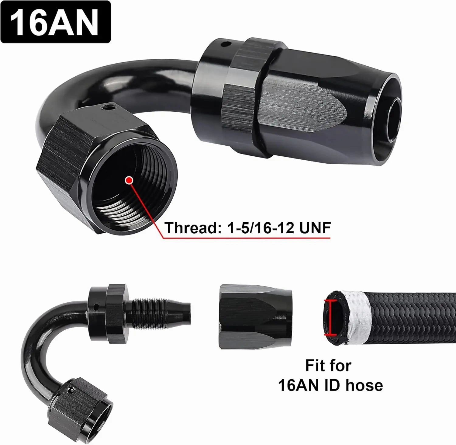EVIL ENERGY 4/6/8/10/12/16/20 AN Hose End Fitting Swivel for CPE Braided Hose Black