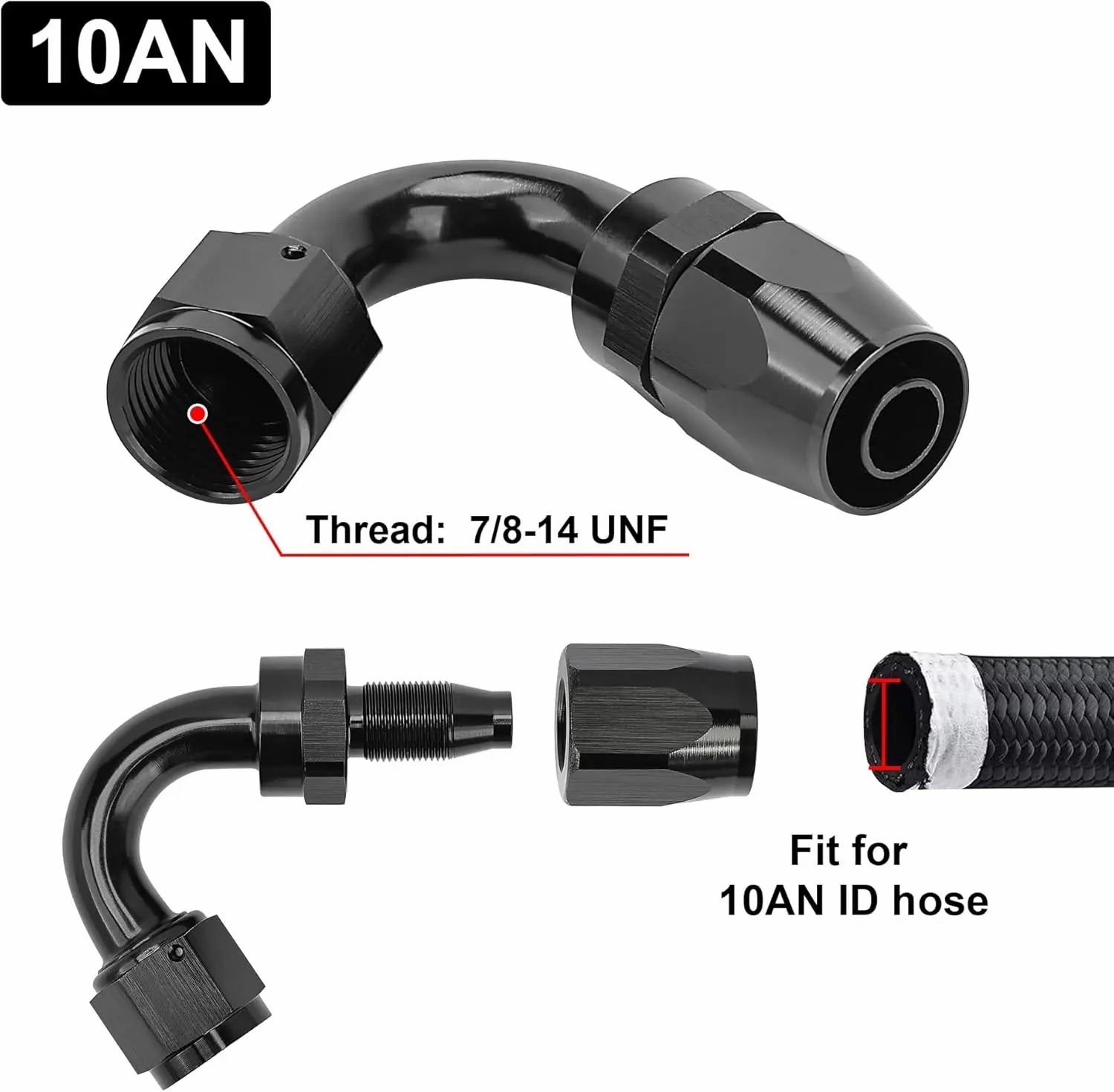 EVIL ENERGY 4/6/8/10/12/16/20 AN Hose End Fitting Swivel for CPE Braided Hose Black