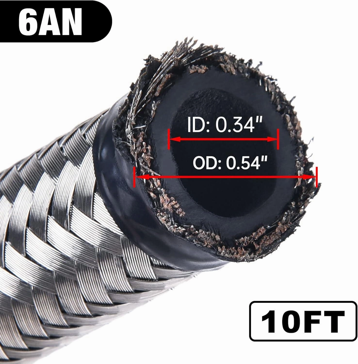 EVIL ENERGY 4/6/8/10/12AN CPE Fuel Line Kit Braided Nylon Fuel Hose 10FT Silver