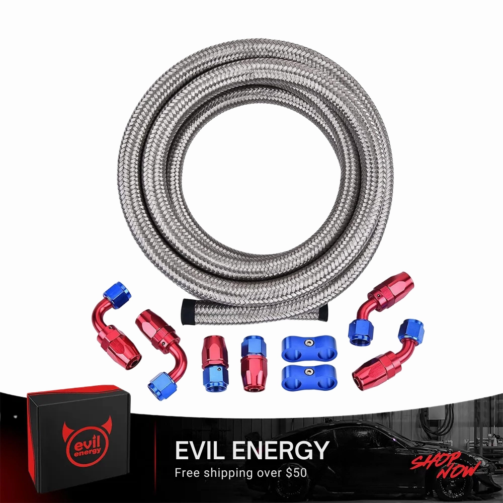 EVIL ENERGY 4/6/8/10/12AN CPE Fuel Line Kit Braided Nylon Fuel Hose 10FT Silver