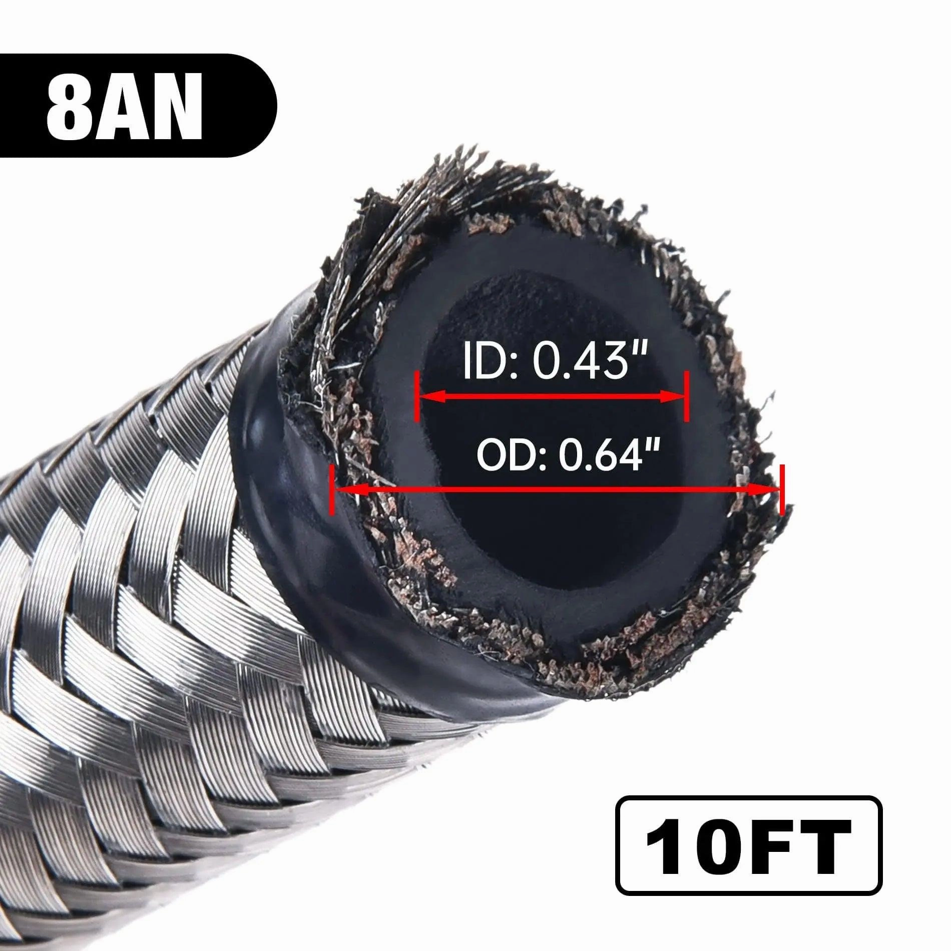 EVIL ENERGY 4/6/8/10/12AN CPE Fuel Line Kit Braided Nylon Fuel Hose 10FT Silver