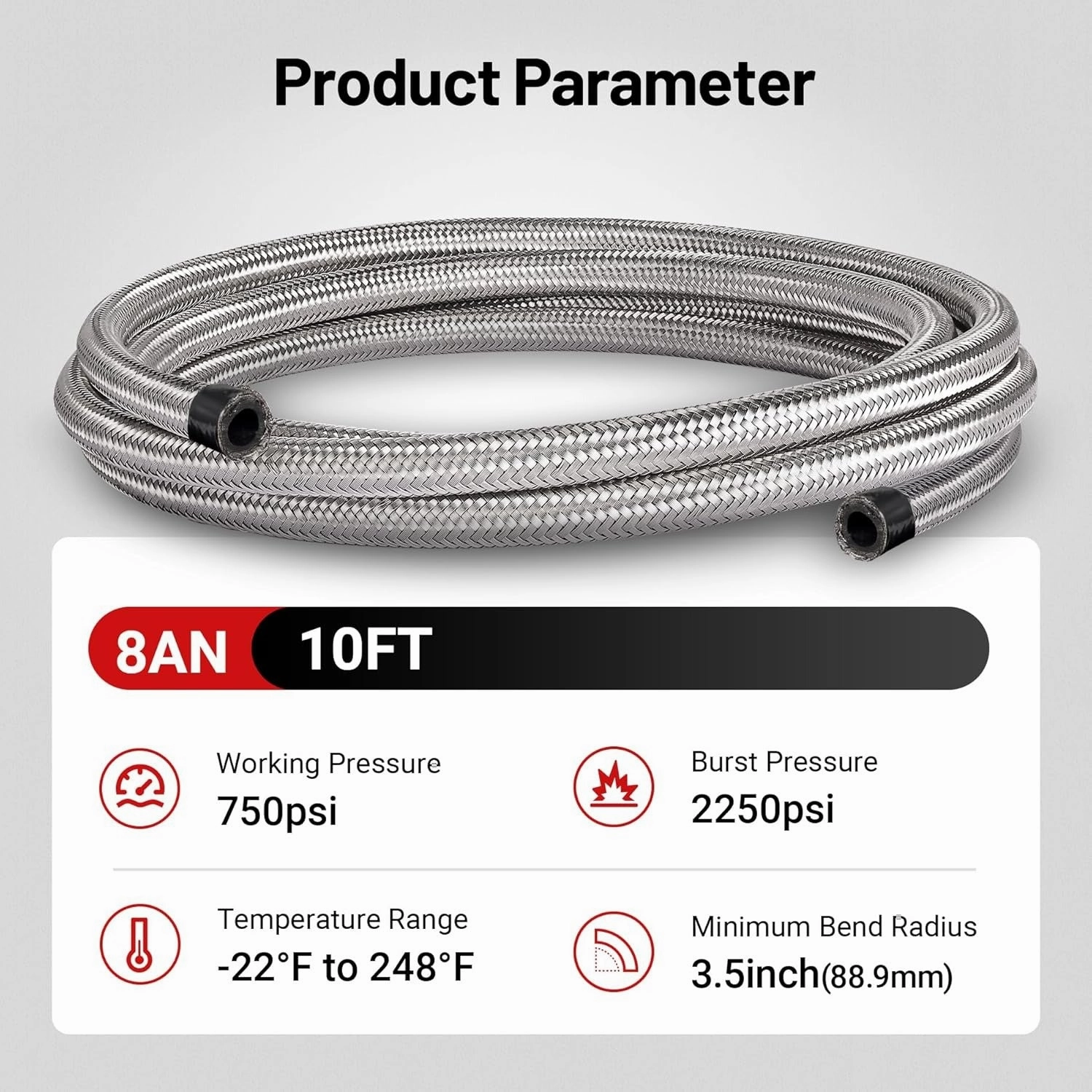 EVIL ENERGY 4/6/8/10/12AN CPE Fuel Line Kit Braided Nylon Fuel Hose 10FT Silver