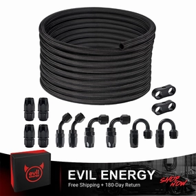 EVIL ENERGY 4/6/8/10AN CPE Fuel Line Kit Black Nylon Braided Fuel Hose Fitting Kit 20FT/25FT