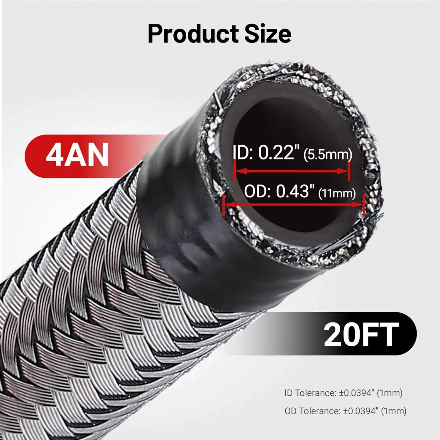 EVIL ENERGY 4/6/8/10AN Fuel Line Kit 20FT, Hose Stainless Steel Braided Fuel Line Hose Fitting Kit CPE, Silver