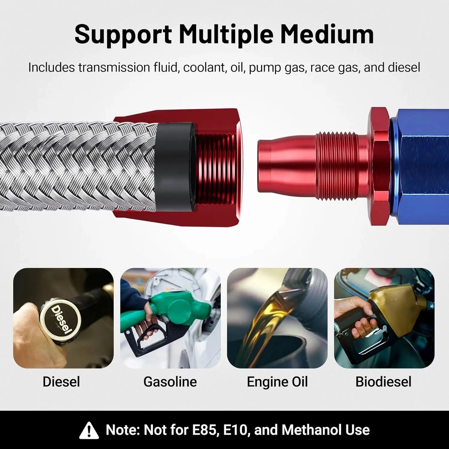 EVIL ENERGY 4/6/8/10AN Fuel Line Kit 20FT, Hose Stainless Steel Braided Fuel Line Hose Fitting Kit CPE, Silver