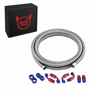 EVIL ENERGY 4/6/8/10AN PTFE Fuel Line Fitting Kit E85 Stainless Steel Braided Fuel Hose 10FT