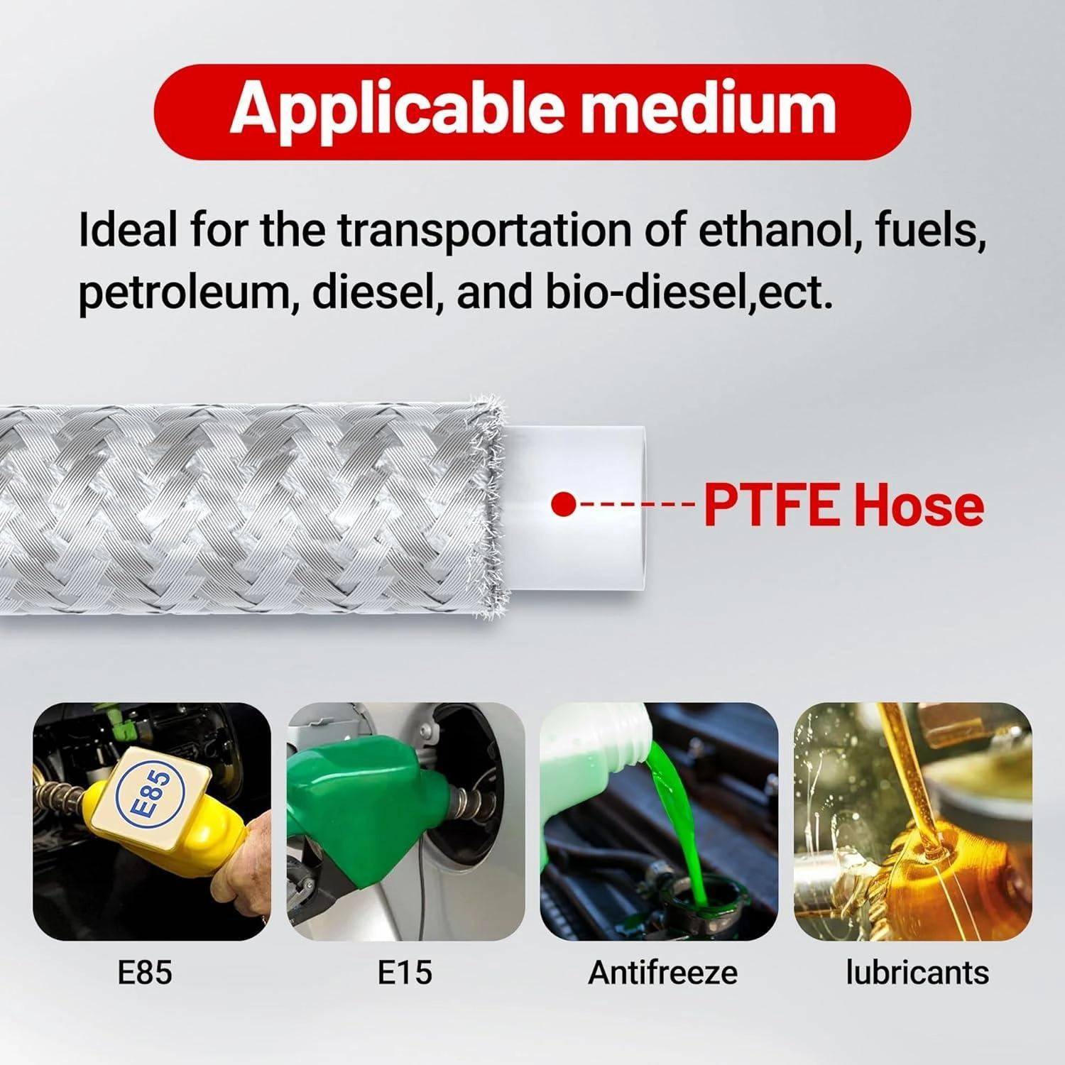 EVIL ENERGY 4/6/8/10AN PTFE Fuel Line Fitting Kit E85 Stainless Steel Braided Fuel Hose 10FT