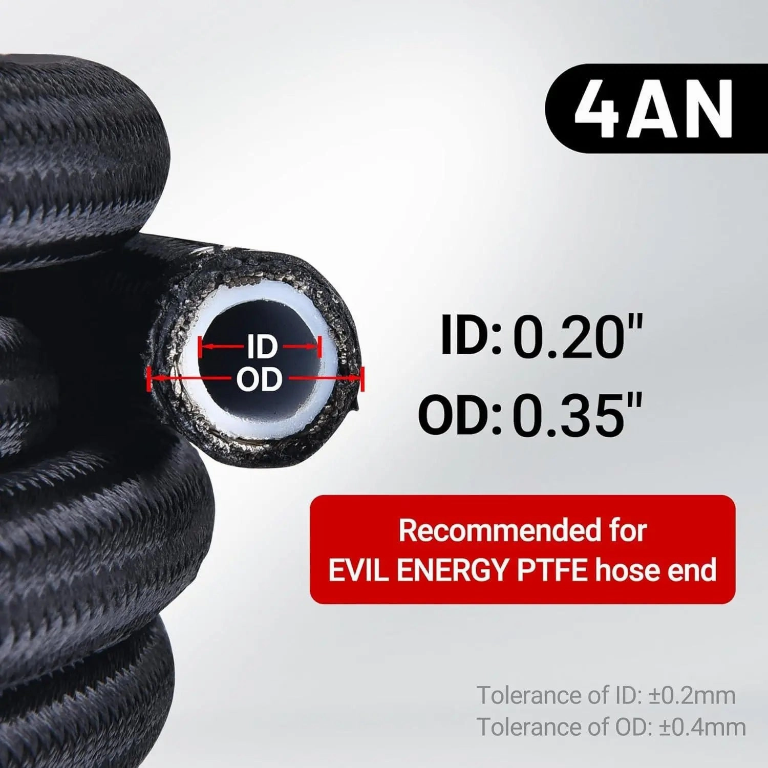 EVIL ENERGY 4/6/8/10AN PTFE Fuel Line Kit | E85 Nylon Braided Hose | 16/20FT Black Black with Comprehensive Fittings