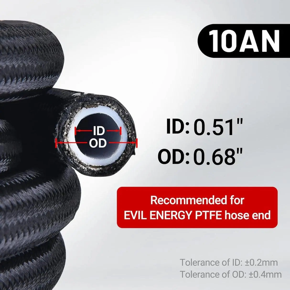 EVIL ENERGY 4/6/8/10AN PTFE Fuel Line Kit | E85 Nylon Braided Hose | 16/20FT Black Black with Comprehensive Fittings