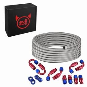 EVIL ENERGY 6/8/10AN PTFE Fuel Line Kit E85 Stainless Steel Braided Fuel Hose 16/20FT
