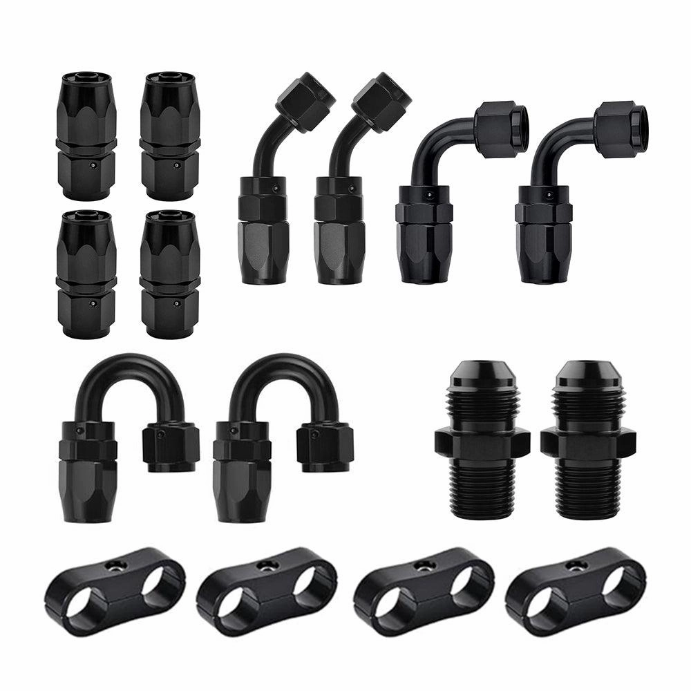 EVIL ENERGY 6/8/10AN Swivel Fuel Hose Fittings & Male Flare Coupler Union Kit with Hose Separator Clamp