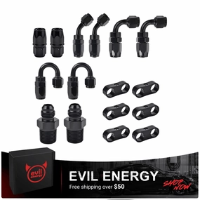 EVIL ENERGY 6/8/10AN Swivel Fuel Hose Fittings & Male Flare Coupler Union Kit with Hose Separator Clamp