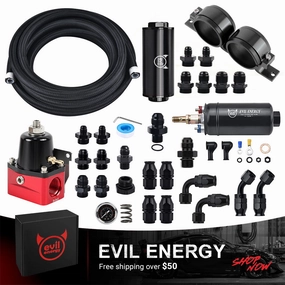 EVIL ENERGY 6AN Fuel System Kit with 300LPH Pump & Adjustable Regulator - Universal LS Engine Upgrade