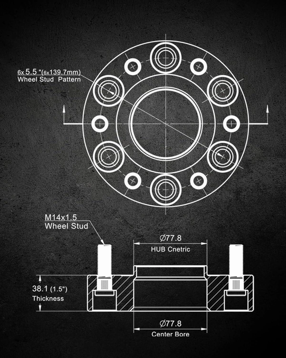 Evil Energy | Wheel Spacers 6X5.5 for Ram 1500 (2019-2023) - 1.5 Inch Centric Tire Spacer, Set of 4
