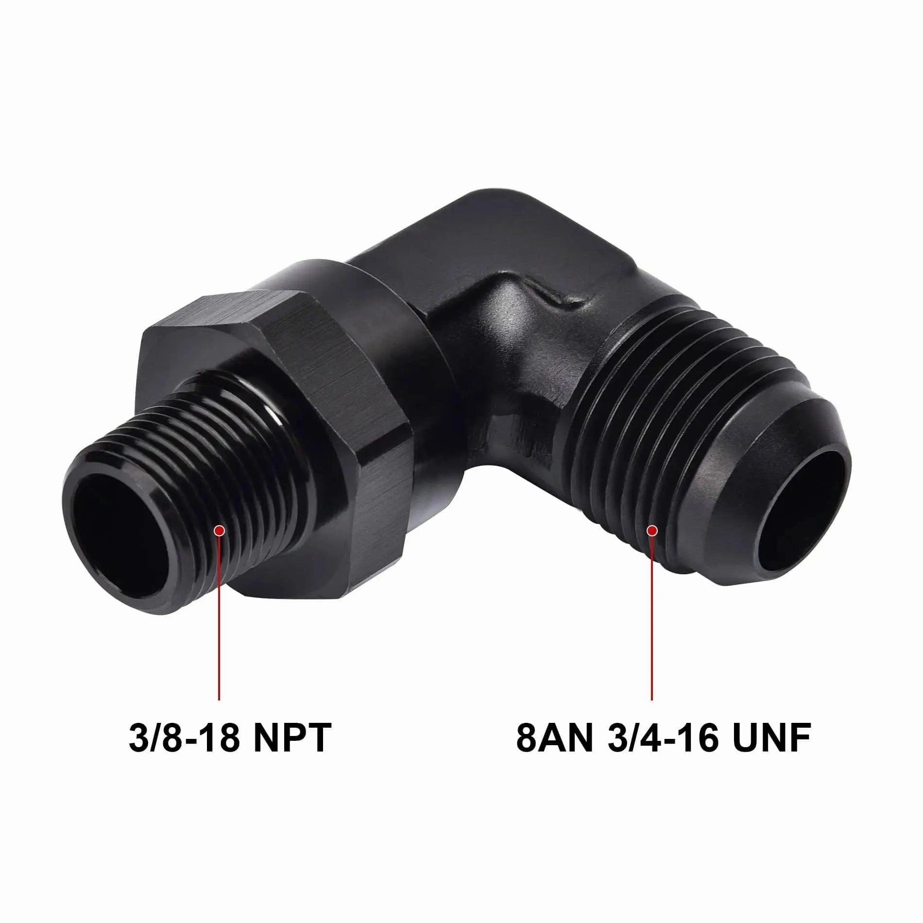 EVIL ENERGY AN Male Flare to NPT 90° Swivel Fitting Adapter Aluminum Black