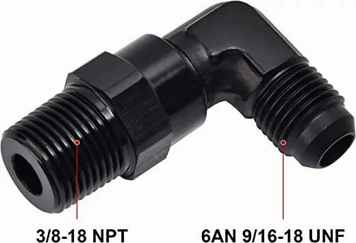 EVIL ENERGY AN Male Flare to NPT 90° Swivel Fitting Adapter Aluminum Black