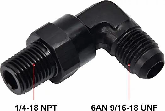 EVIL ENERGY AN Male Flare to NPT 90° Swivel Fitting Adapter Aluminum Black