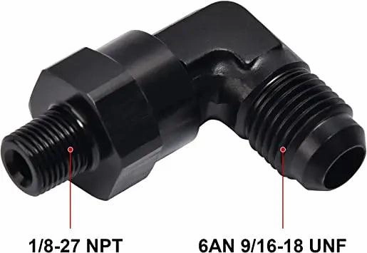 EVIL ENERGY AN Male Flare to NPT 90° Swivel Fitting Adapter Aluminum Black