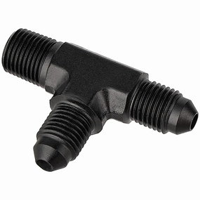 EVIL ENERGY AN Tee Male Flare to NPT on Run T Fitting Adapter Aluminum Black