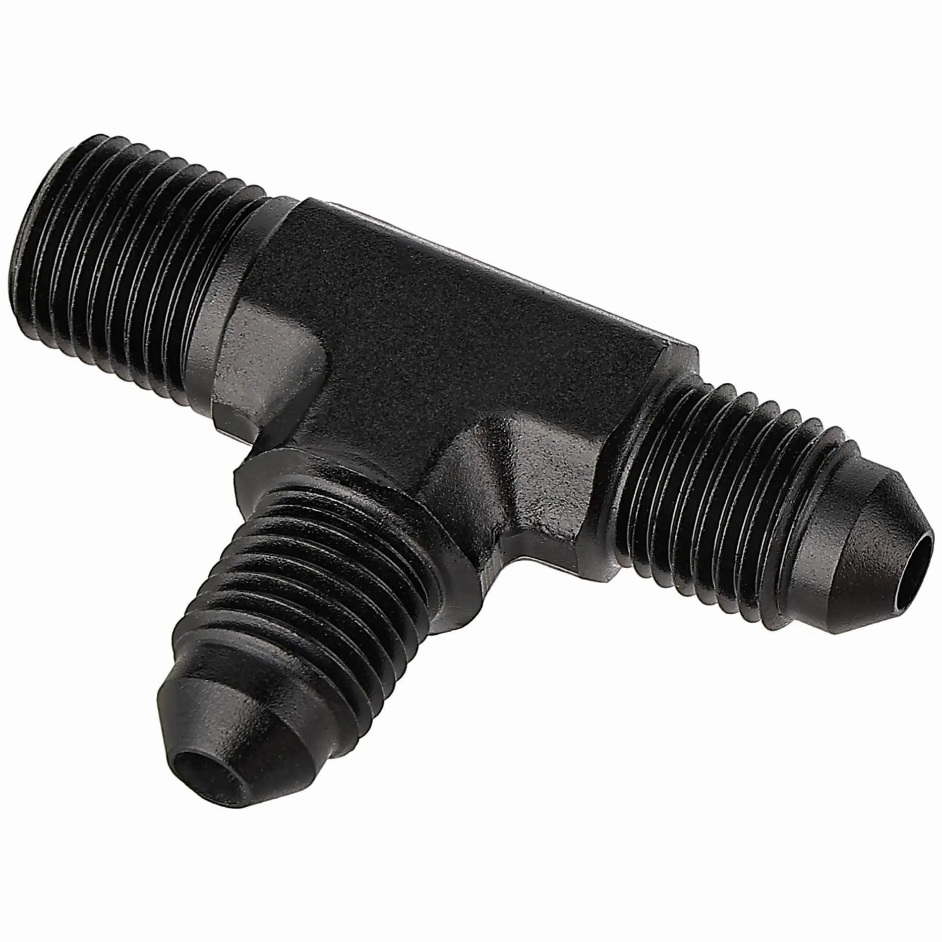 EVIL ENERGY AN Tee Male Flare to NPT on Run T Fitting Adapter Aluminum Black