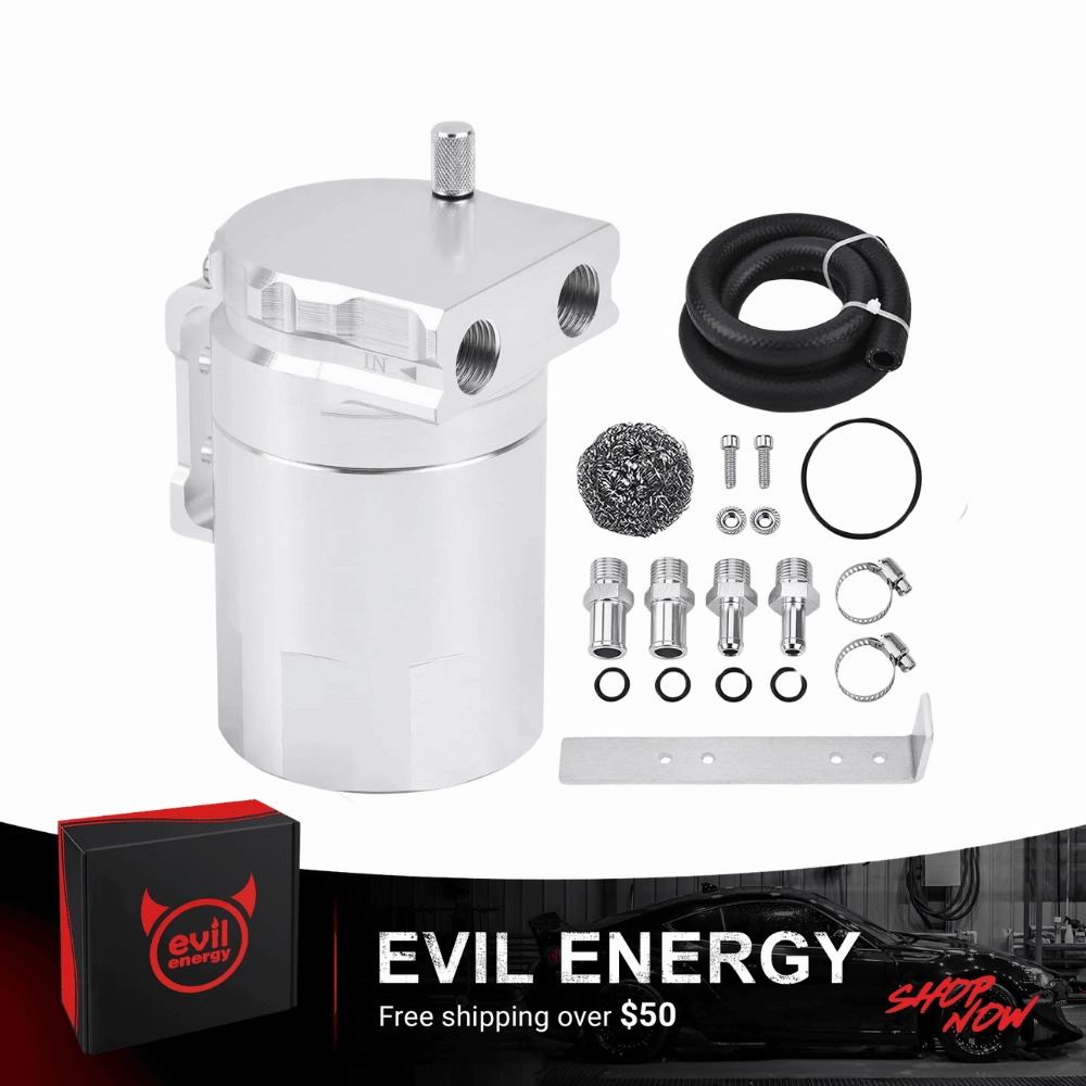 EVIL ENERGY Baffled Oil Catch Can Oil Separator Catch Can 300ml Universal Aluminum Black