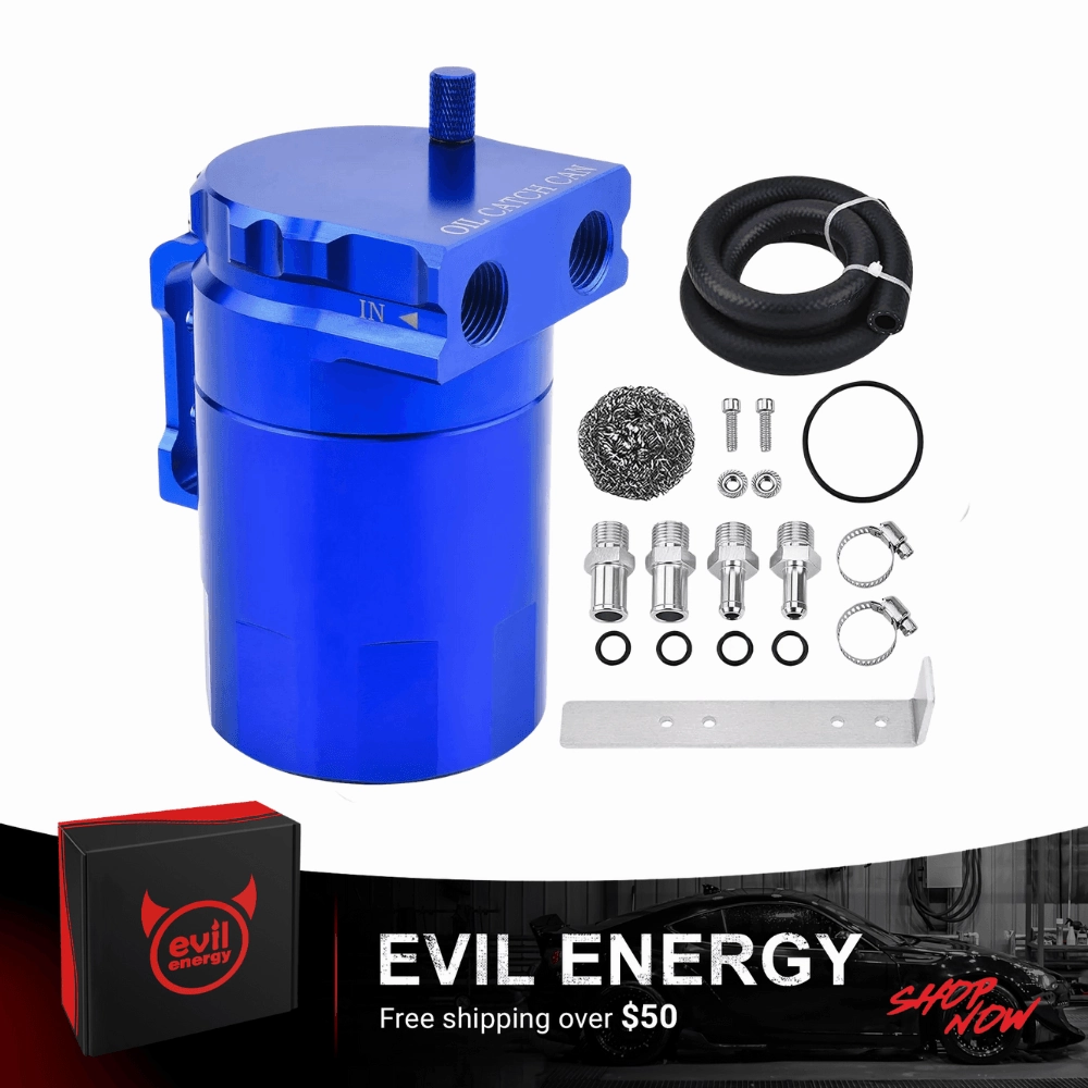 EVIL ENERGY Baffled Oil Catch Can Oil Separator Catch Can 300ml Universal Aluminum Black