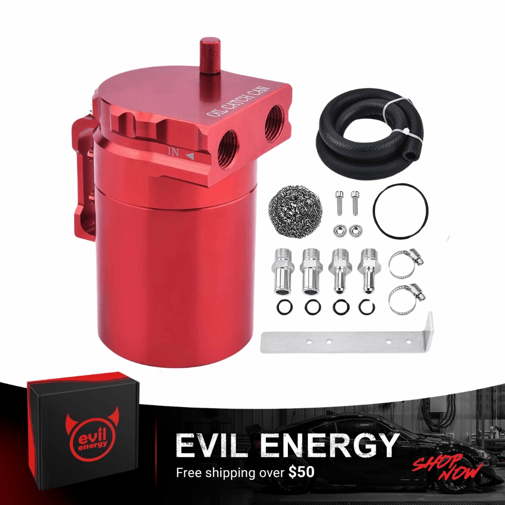 EVIL ENERGY Baffled Oil Catch Can Oil Separator Catch Can 300ml Universal Aluminum Black