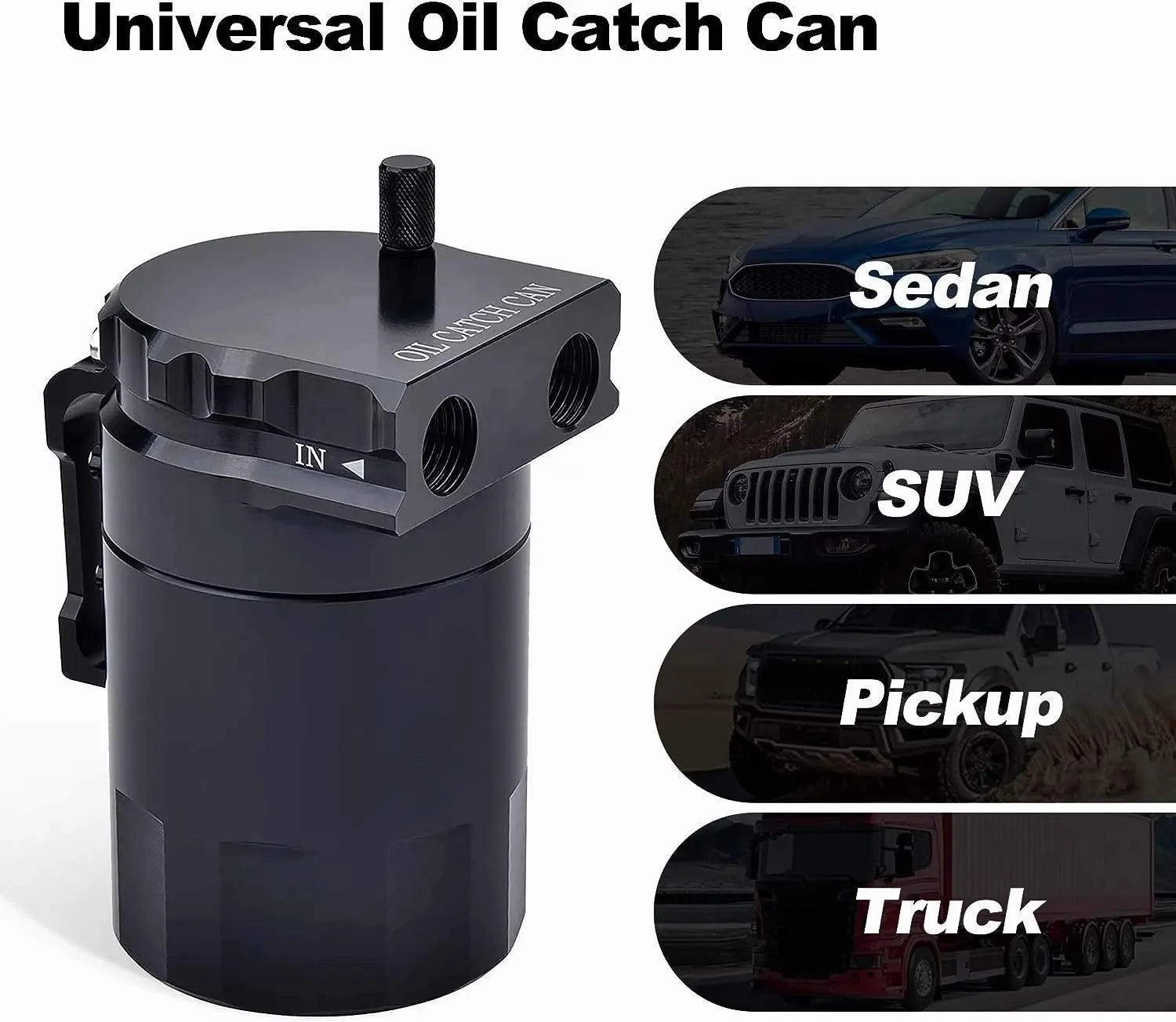 EVIL ENERGY Baffled Oil Catch Can Oil Separator Catch Can 300ml Universal Aluminum Black