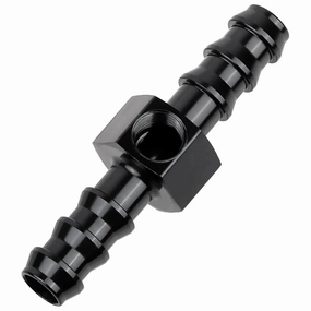 EVIL ENERGY Barb Fuel Pressure Gauge Fitting Adapter with NPT Sensor Gage Port Aluminum Black