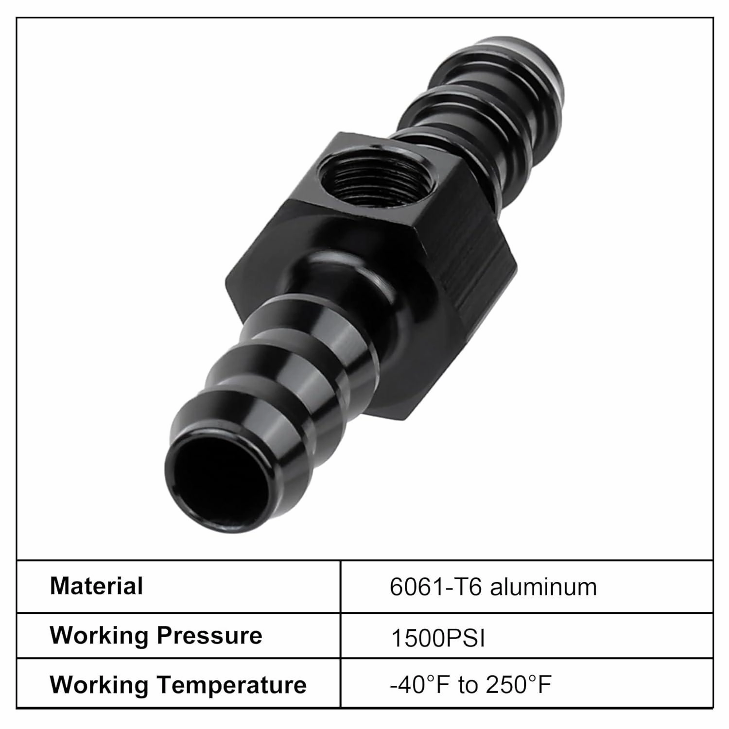 EVIL ENERGY Barb Fuel Pressure Gauge Fitting Adapter with NPT Sensor Gage Port Aluminum Black