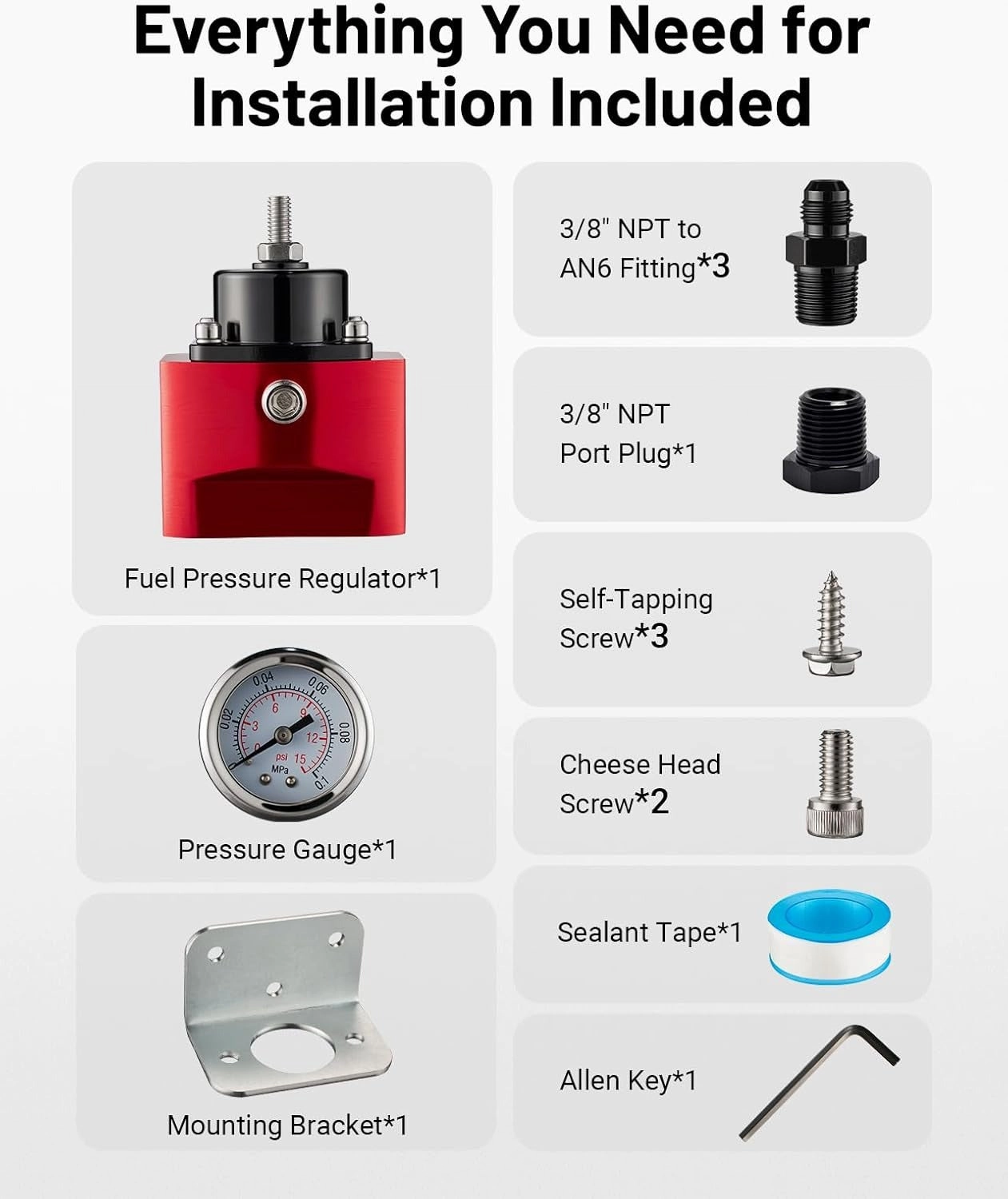 Evil Energy Carburetor Fuel Pressure Regulator - Adjustable 4.5-9 PSI w/Gauge, 3/8" NPT for Classic Cars & Small Engine Gas/E85/Alcohol Compatible (Low Pressure, No Overflow)