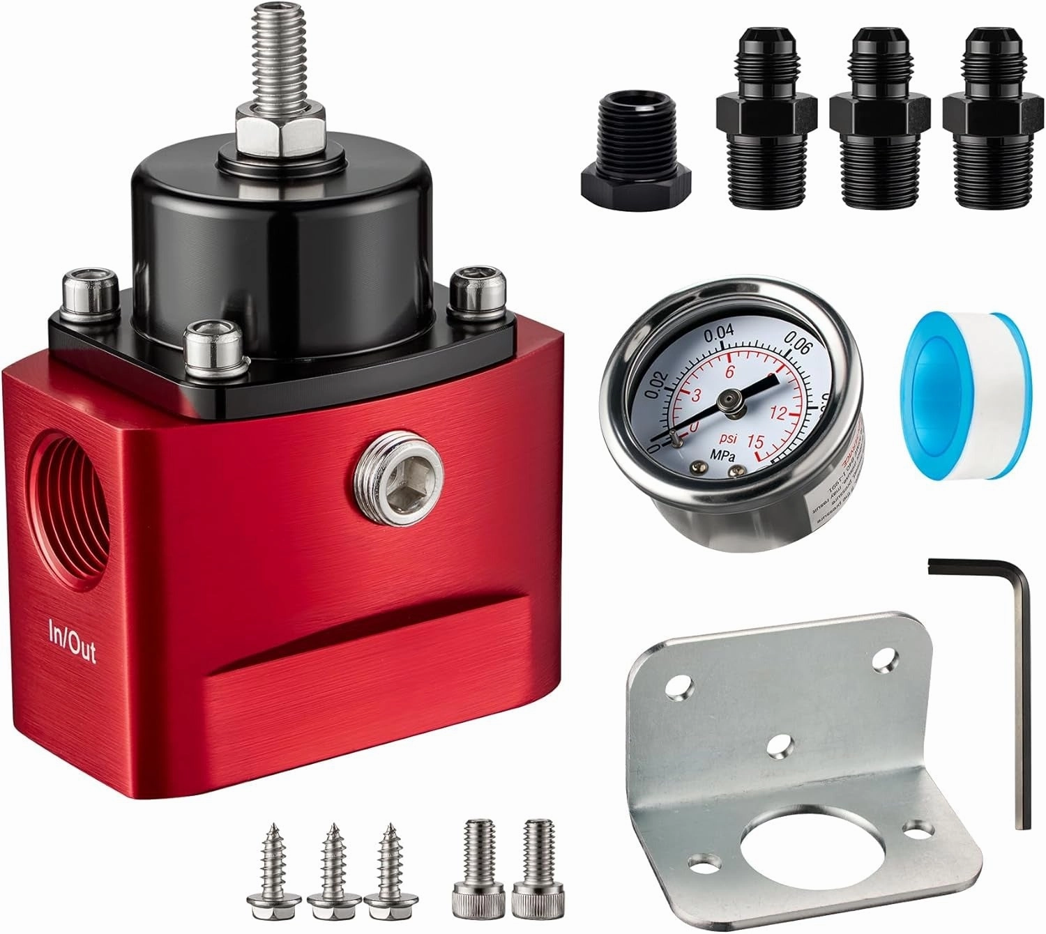 Evil Energy Carburetor Fuel Pressure Regulator - Adjustable 4.5-9 PSI w/Gauge, 3/8" NPT for Classic Cars & Small Engine Gas/E85/Alcohol Compatible (Low Pressure, No Overflow)