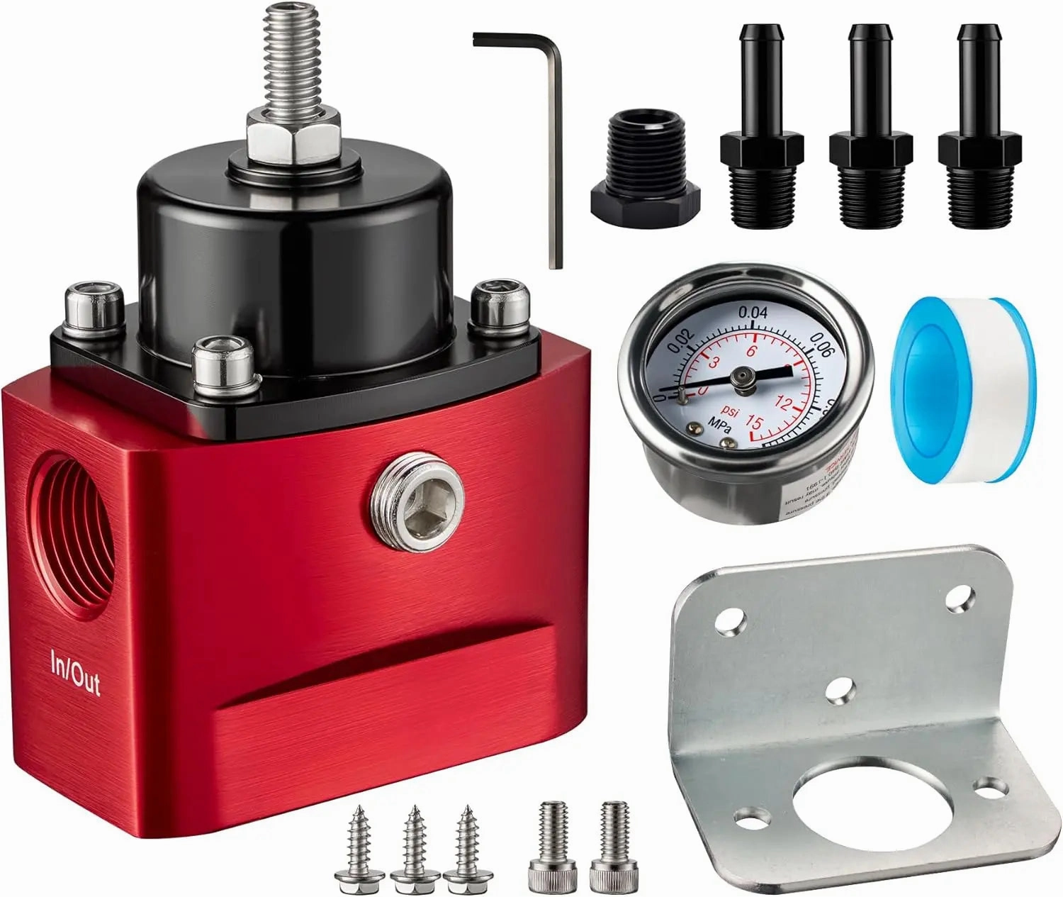 Evil Energy Carburetor Fuel Pressure Regulator - Adjustable 4.5-9 PSI w/Gauge, 3/8" NPT for Classic Cars & Small Engine Gas/E85/Alcohol Compatible (Low Pressure, No Overflow)