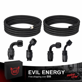 EVIL ENERGY Complete High-Performance Fuel Line Kit with AN6 PTFE & CPE Hoses, 45° & 90° Fittings