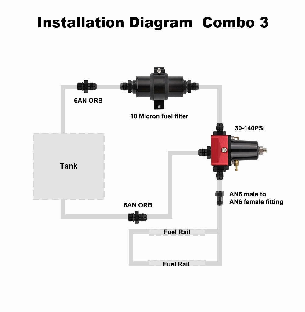EVIL ENERGY EFI Returnless Fuel System Kit Fuel Pressure Regulator Adjustable 20-120PSI | 8 Installation Combo