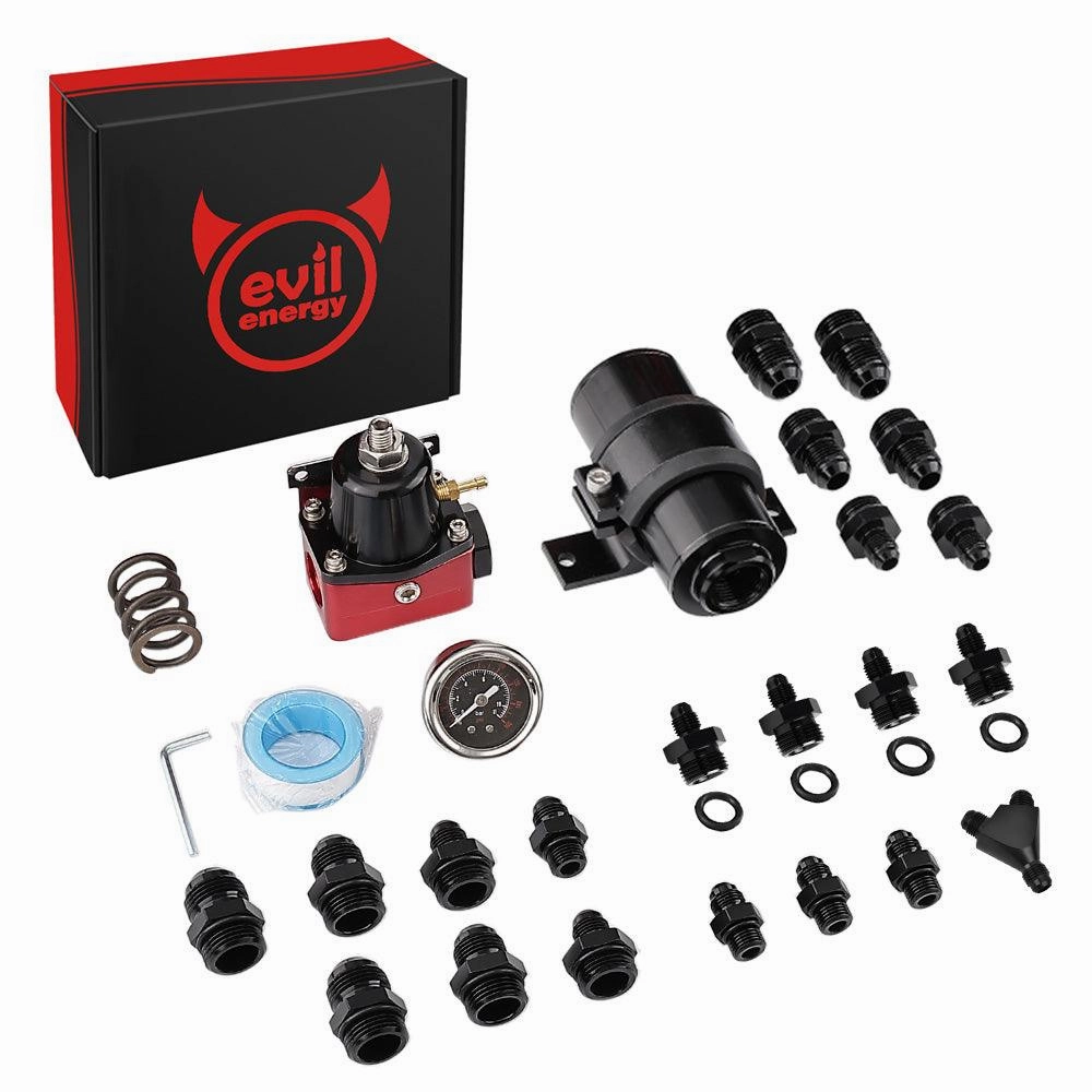 EVIL ENERGY EFI Returnless Fuel System Kit Fuel Pressure Regulator Adjustable 20-120PSI | 8 Installation Combo