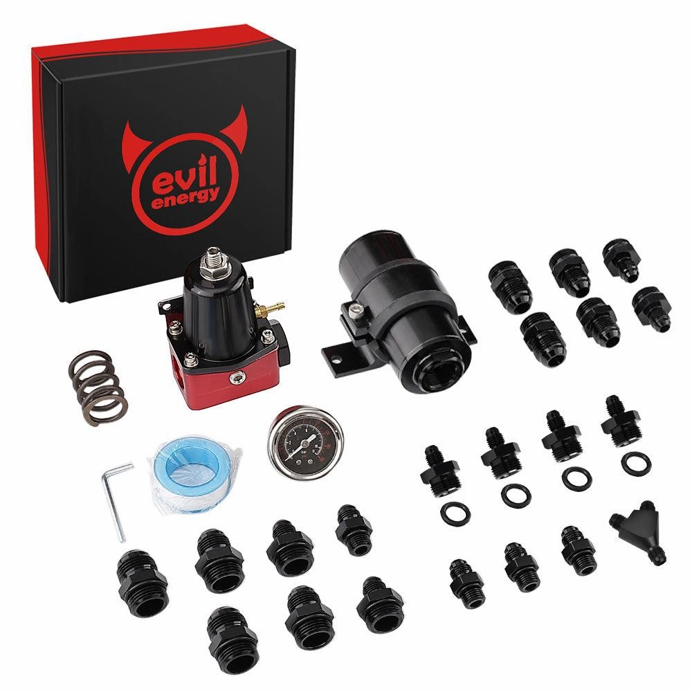 EVIL ENERGY EFI Returnless Fuel System Kit Fuel Pressure Regulator Adjustable 20-120PSI | 8 Installation Combo