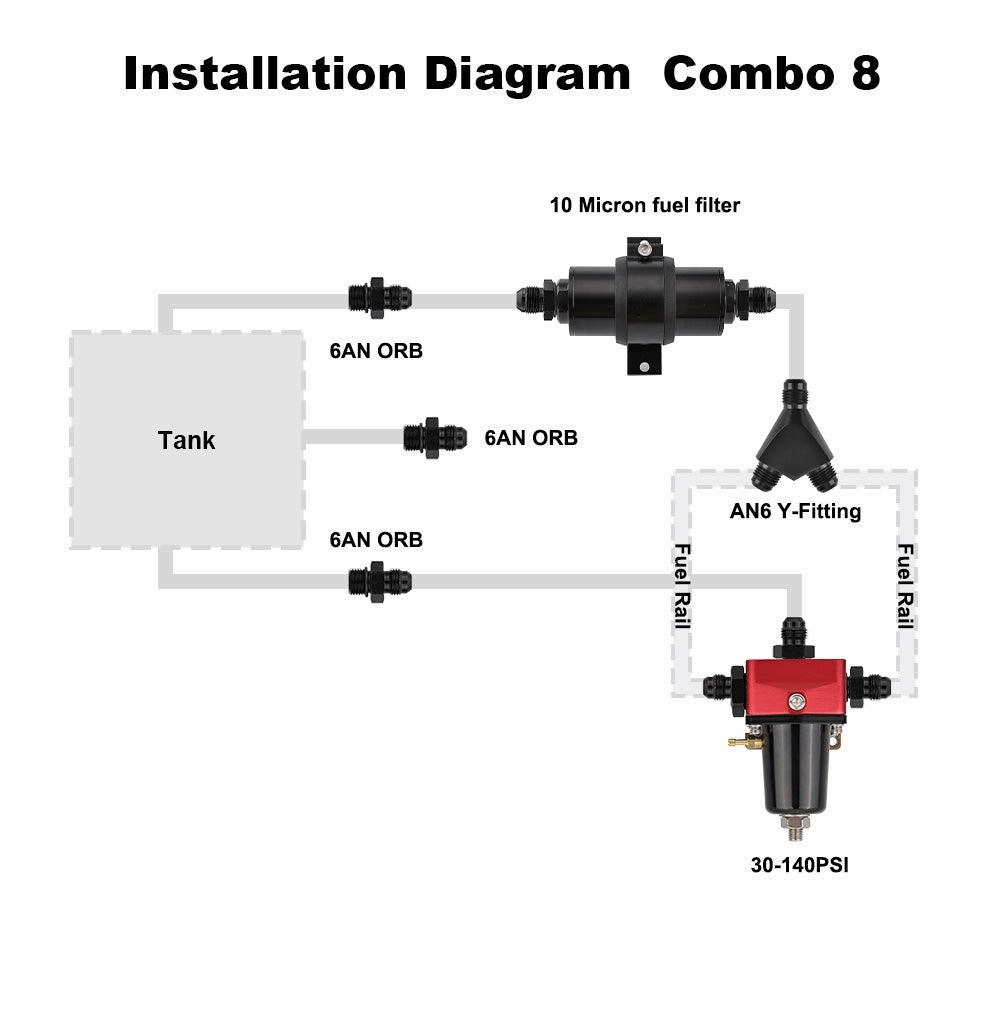 EVIL ENERGY EFI Returnless Fuel System Kit Fuel Pressure Regulator Adjustable 20-120PSI | 8 Installation Combo