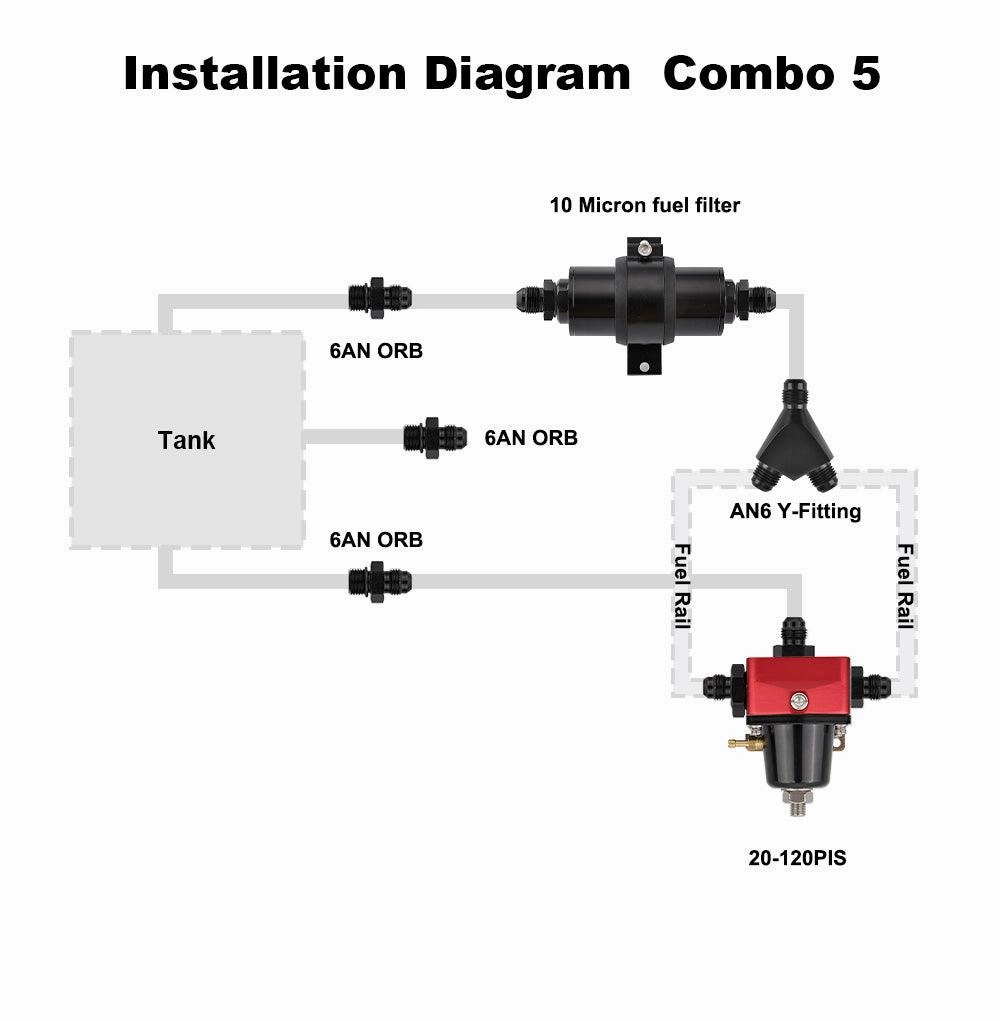 EVIL ENERGY EFI Returnless Fuel System Kit Fuel Pressure Regulator Adjustable 20-120PSI | 8 Installation Combo