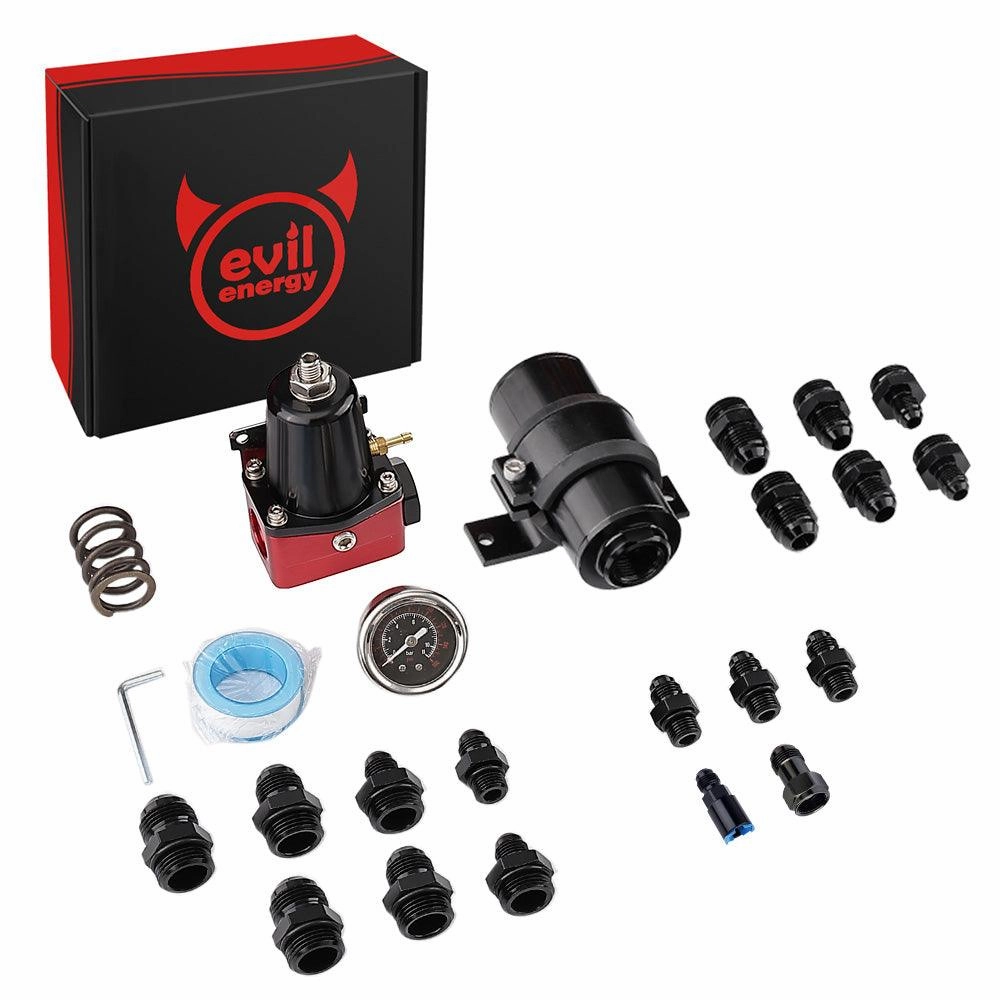 EVIL ENERGY EFI Returnless Fuel System Kit Fuel Pressure Regulator Adjustable 20-120PSI | 8 Installation Combo