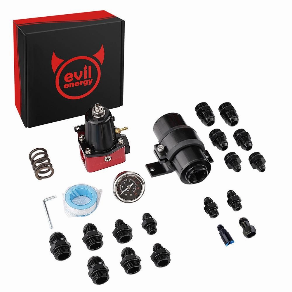 EVIL ENERGY EFI Returnless Fuel System Kit Fuel Pressure Regulator Adjustable 20-120PSI | 8 Installation Combo