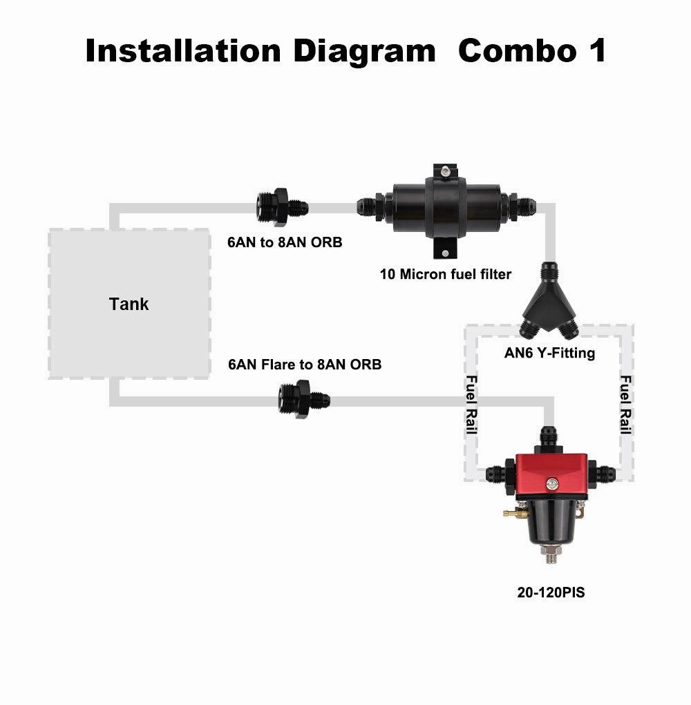 EVIL ENERGY EFI Returnless Fuel System Kit Fuel Pressure Regulator Adjustable 20-120PSI | 8 Installation Combo