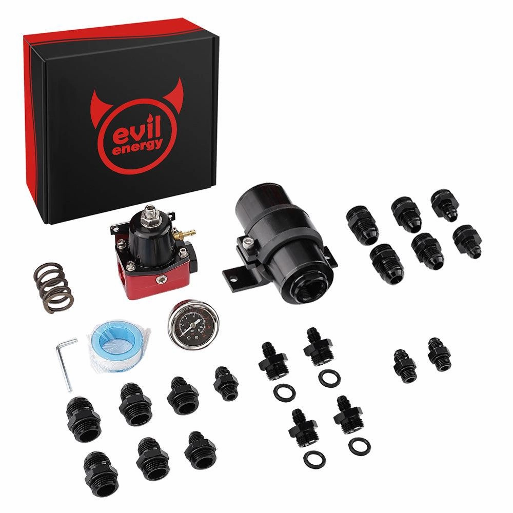 EVIL ENERGY EFI Returnless Fuel System Kit Fuel Pressure Regulator Adjustable 20-120PSI | 8 Installation Combo