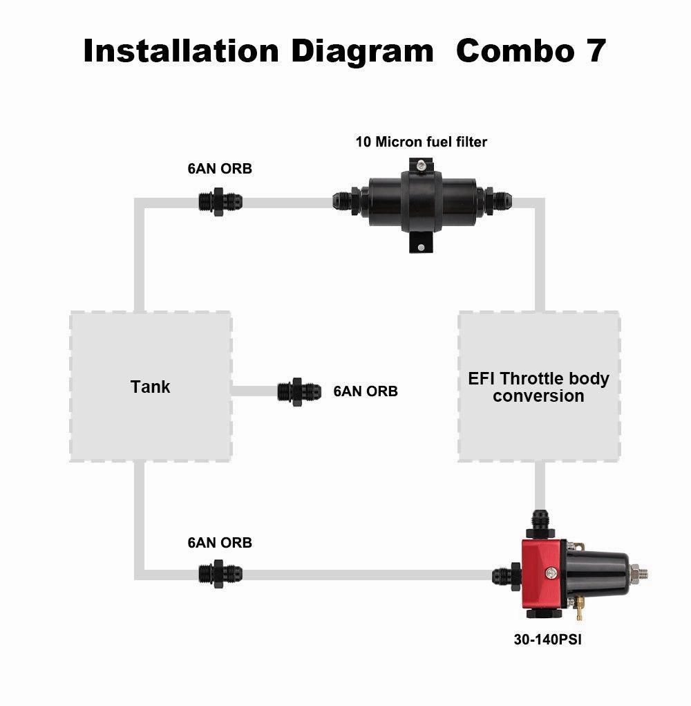 EVIL ENERGY EFI Returnless Fuel System Kit Fuel Pressure Regulator Adjustable 20-120PSI | 8 Installation Combo