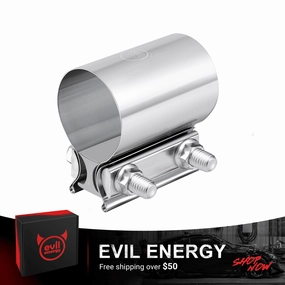 EVIL ENERGY Exhaust Clamp Butt Joint Band Clamp Sleeve Coupler Stainless Steel （1.75-5.0 Inch ）