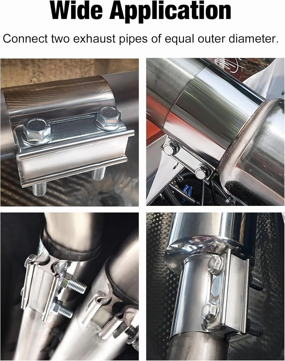 EVIL ENERGY Exhaust Clamp Butt Joint Band Clamp Sleeve Coupler Stainless Steel （1.75-5.0 Inch ）