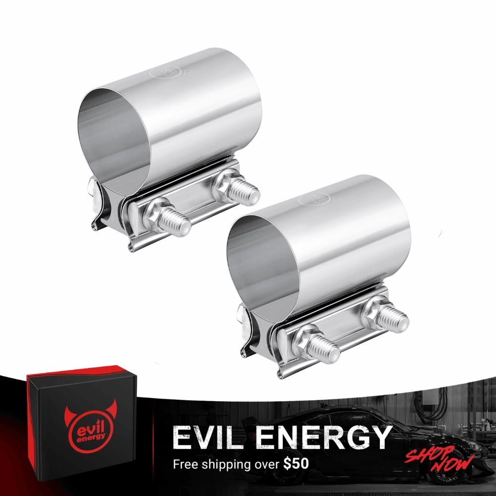 EVIL ENERGY Exhaust Clamp Butt Joint Band Clamp Sleeve Coupler Stainless Steel （1.75-5.0 Inch ）